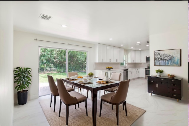 dining area with sink