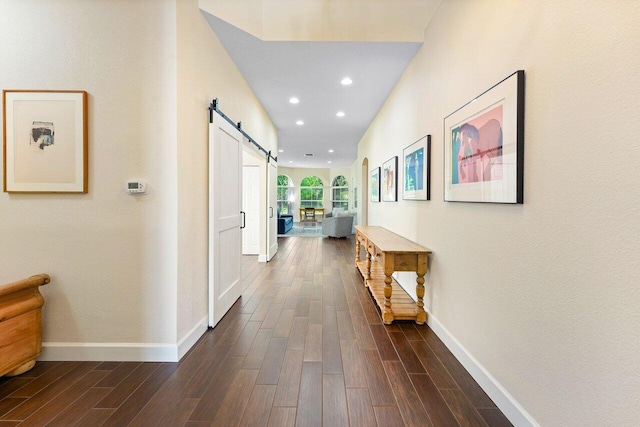 hallway with a barn door