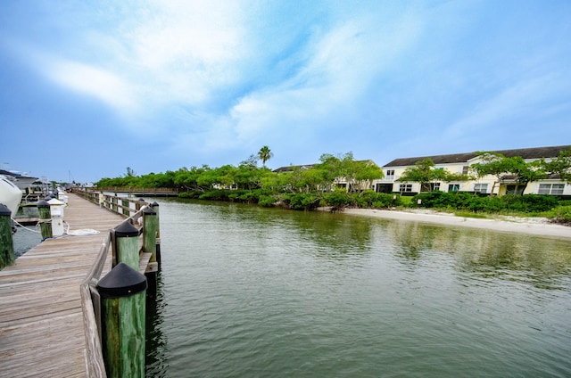 view of dock featuring a water view