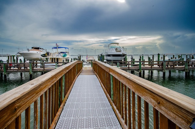 dock area featuring a water view