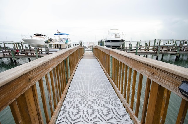 dock area with a water view