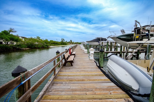 view of dock featuring a water view