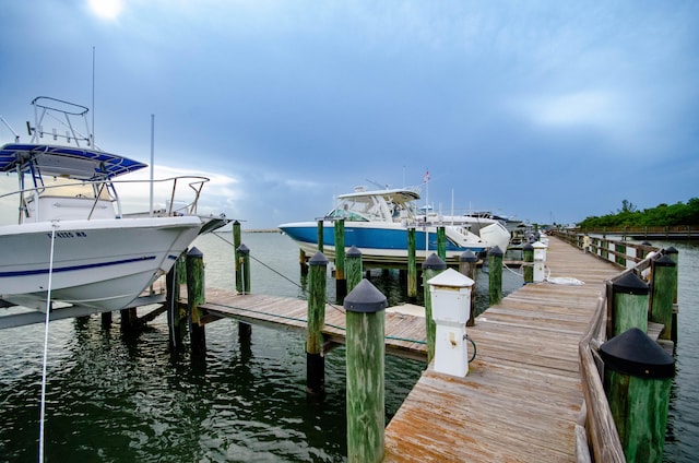 view of dock featuring a water view