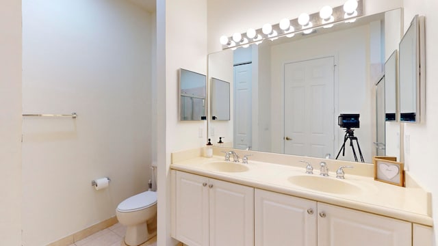 bathroom featuring vanity, toilet, and tile patterned floors