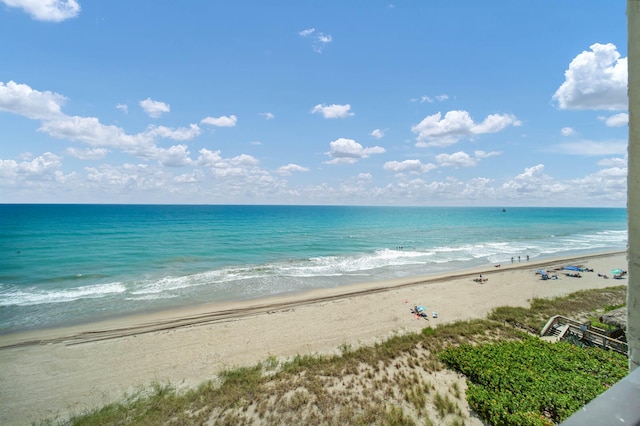 property view of water featuring a view of the beach