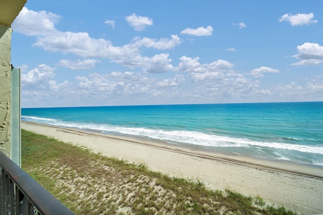 view of water feature featuring a beach view