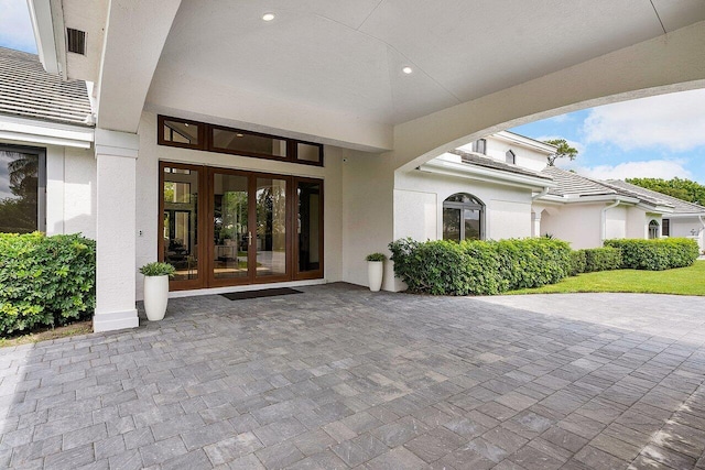 property entrance with french doors