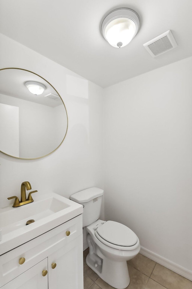 bathroom with tile patterned flooring, toilet, and vanity