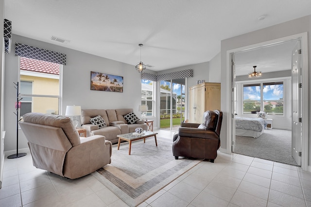 view of tiled living room