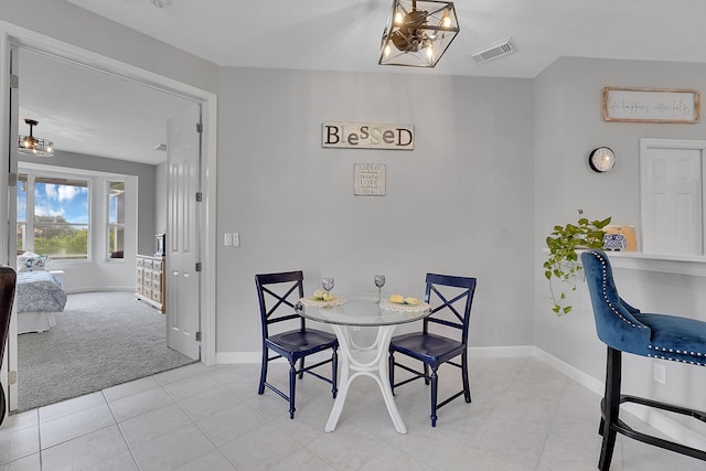 view of tiled dining space