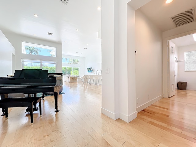 interior space with light hardwood / wood-style flooring