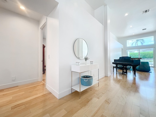 hall featuring light wood-type flooring