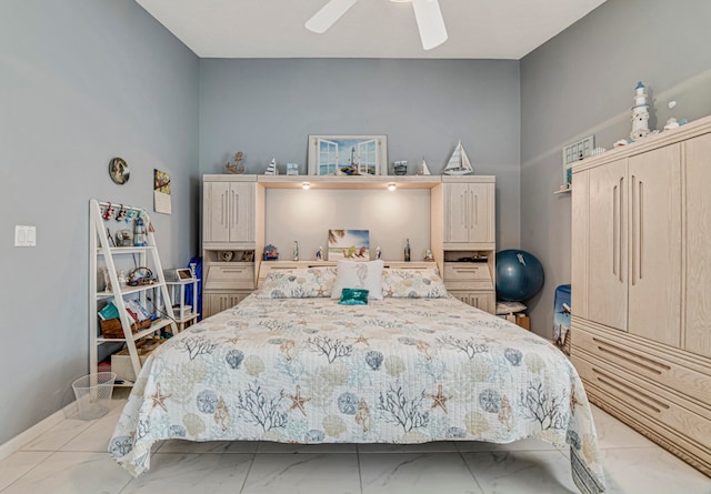 bedroom featuring ceiling fan