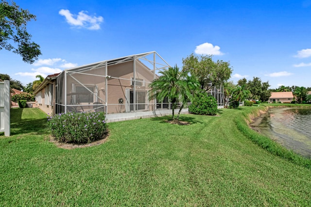 view of yard featuring a lanai