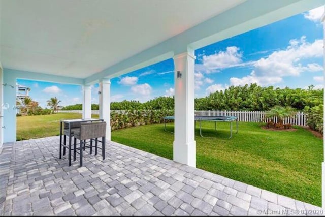 view of patio / terrace featuring a trampoline