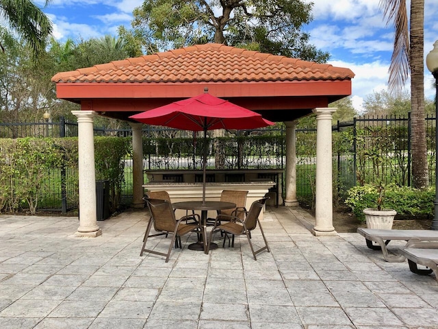 view of patio / terrace featuring a gazebo