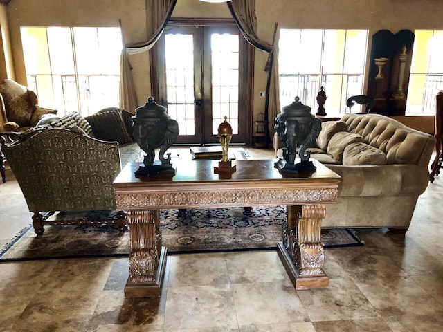 living room with french doors