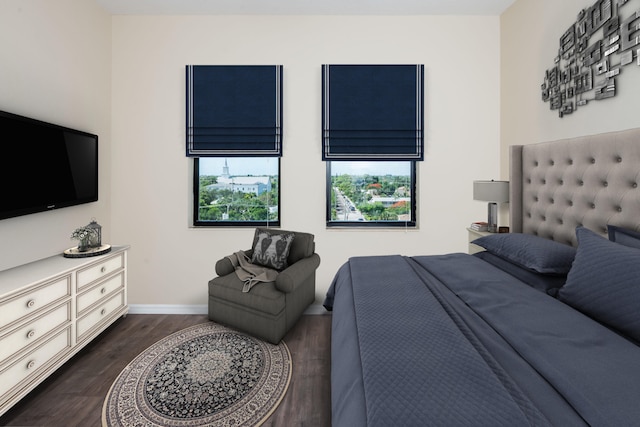 bedroom featuring dark hardwood / wood-style floors