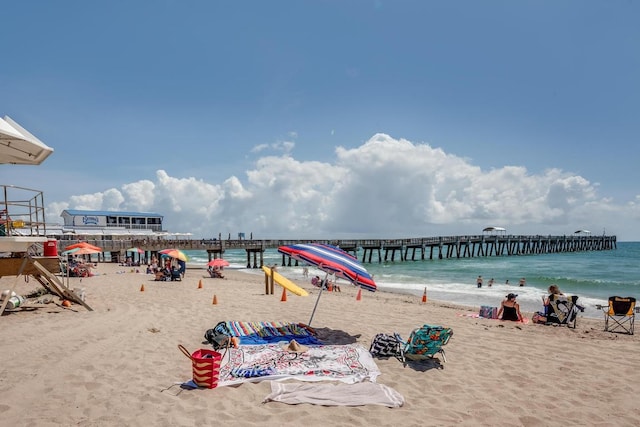 water view featuring a beach view