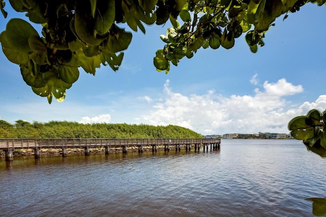 exterior space featuring a water view