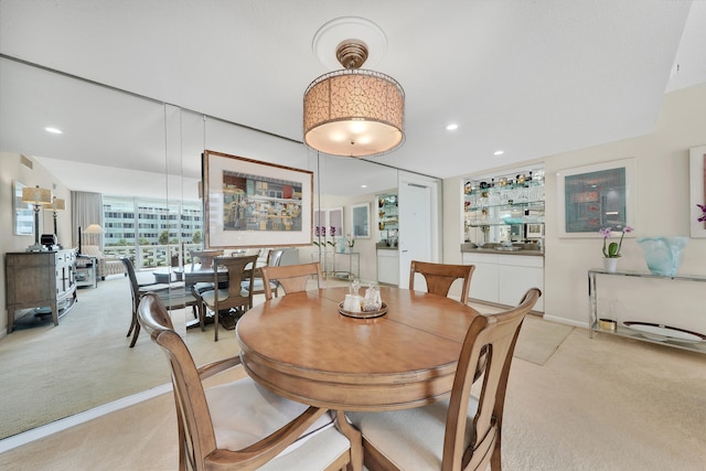 view of carpeted dining room