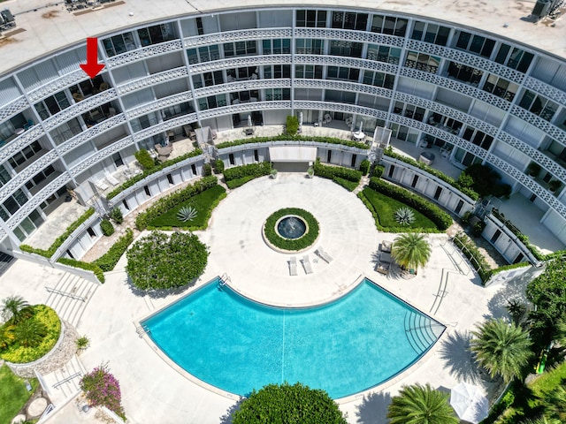 view of pool featuring a patio area