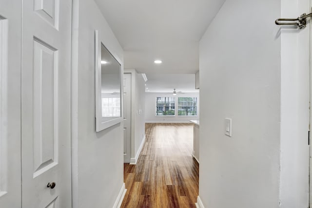 hall featuring hardwood / wood-style flooring