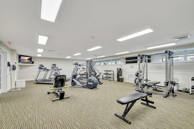 gym with carpet flooring