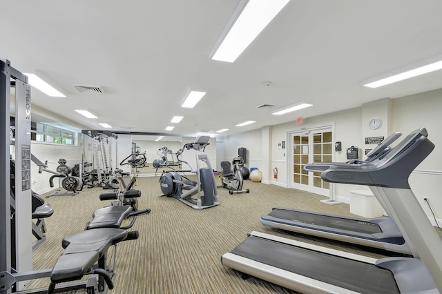 gym featuring carpet floors