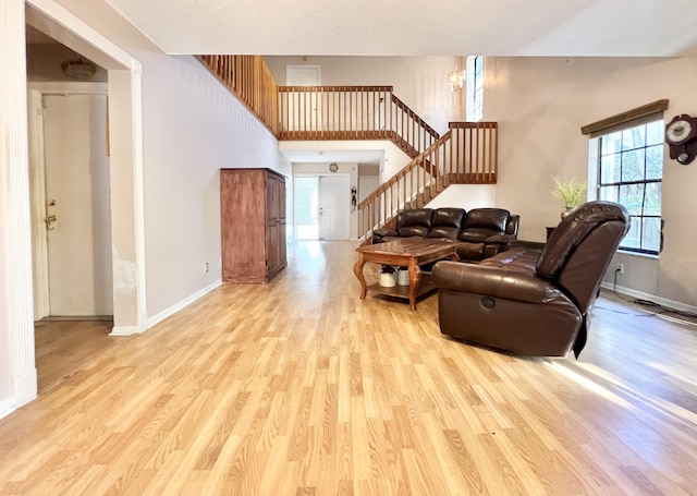 living room with light wood-type flooring