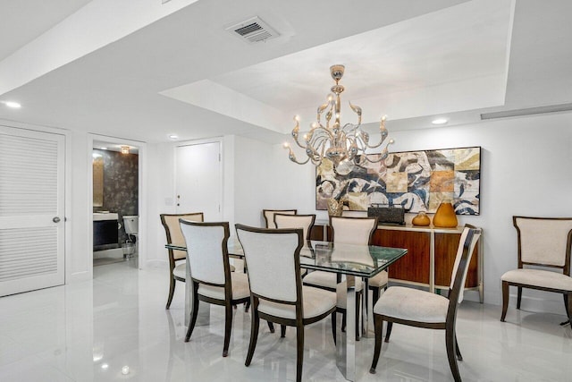 600 S Ocean Blvd Unit 1207, Boca Raton, FL 33432 - dining area with a chandelier, recessed lighting, light tile patterned floors, and baseboards