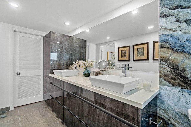 bathroom featuring vanity and tile patterned flooring