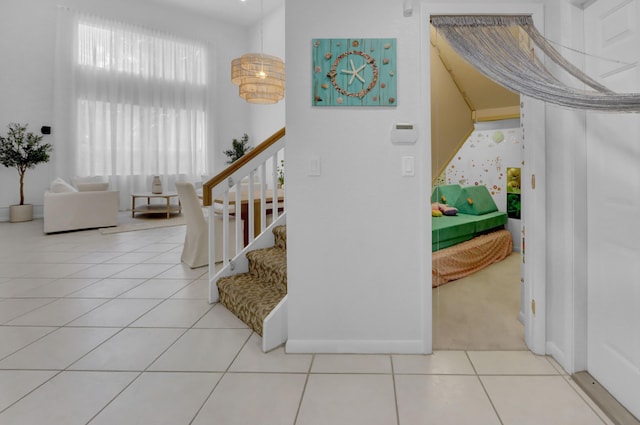 interior space with tile patterned floors