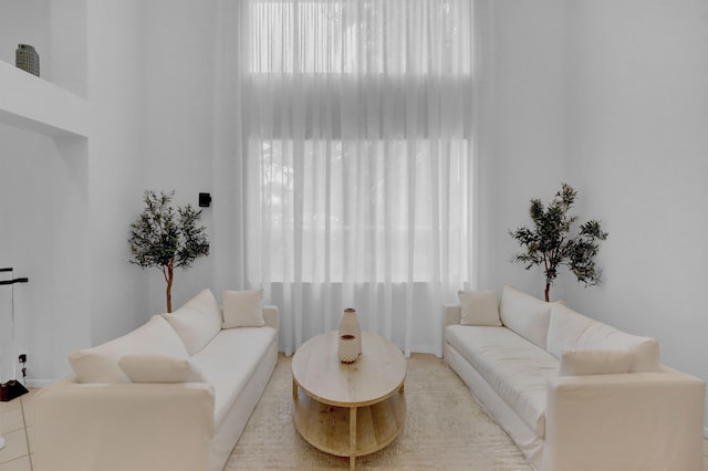 view of tiled living room