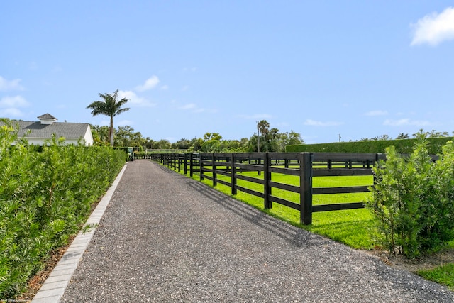 view of street with a rural view