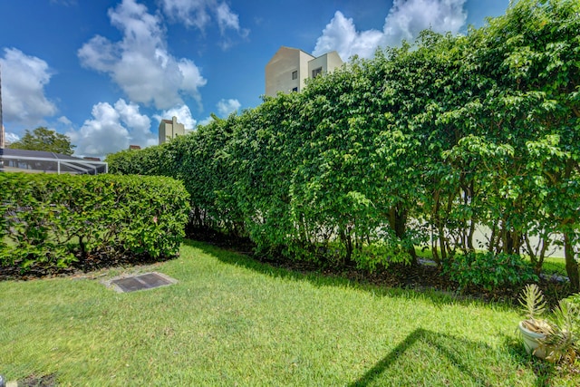 view of yard with a lanai