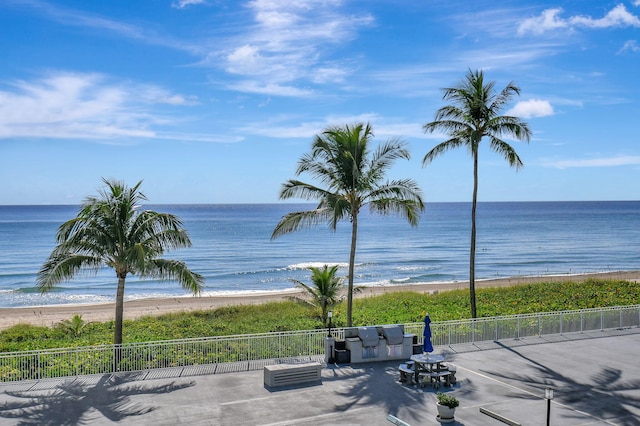 property view of water with a beach view