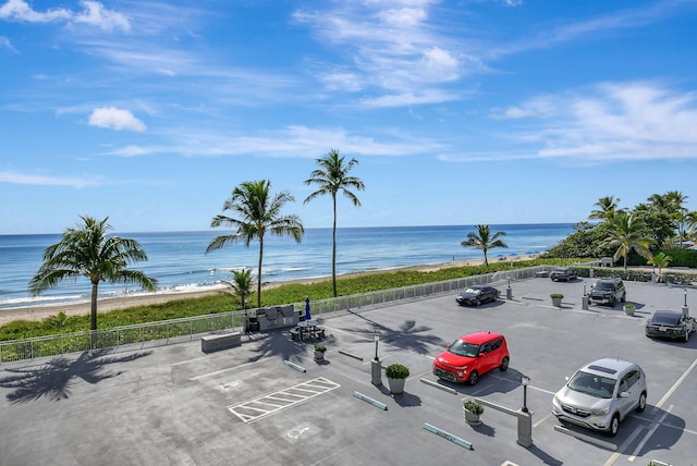 property view of water featuring a view of the beach