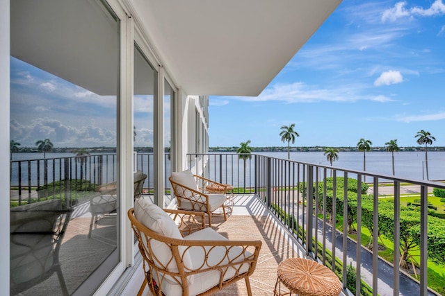 balcony with a water view