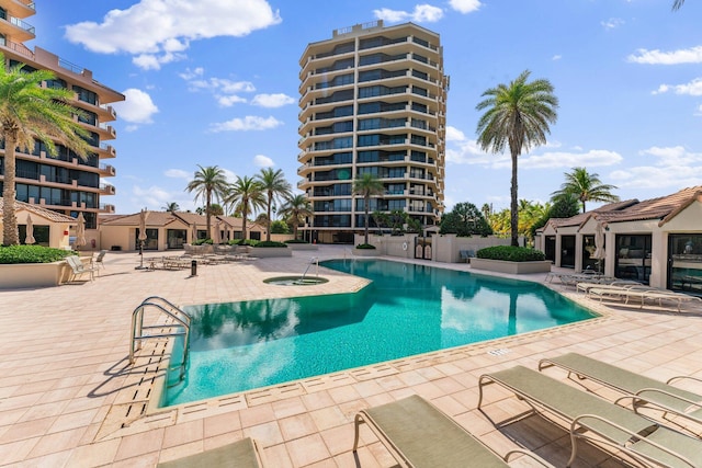 view of pool featuring a patio area