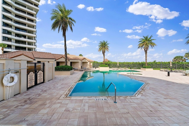 view of pool featuring a patio area