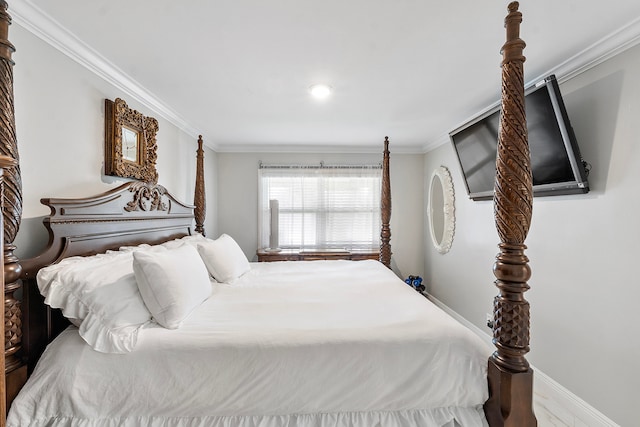 bedroom featuring ornamental molding