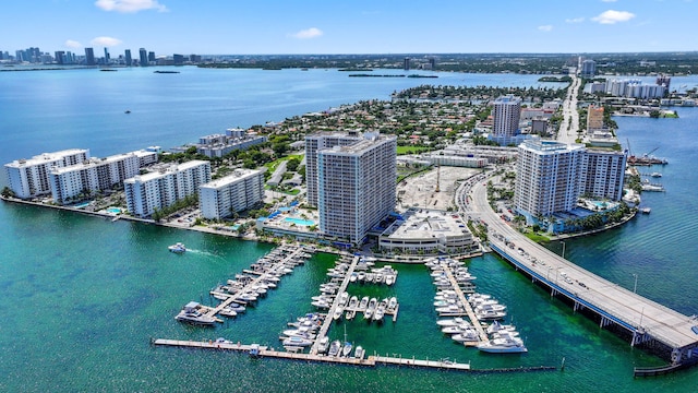 bird's eye view featuring a water view