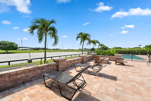 view of patio with a fenced in pool