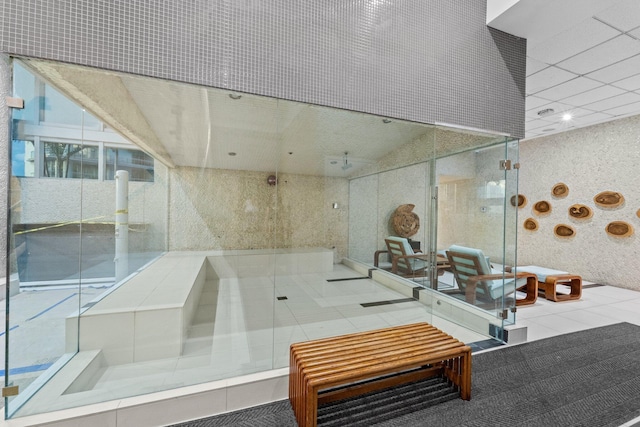 bathroom with tile patterned flooring