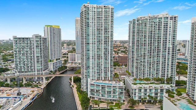 view of city with a water view