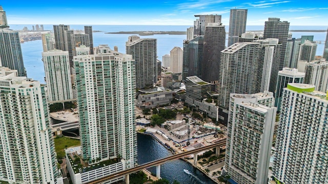 view of city with a water view