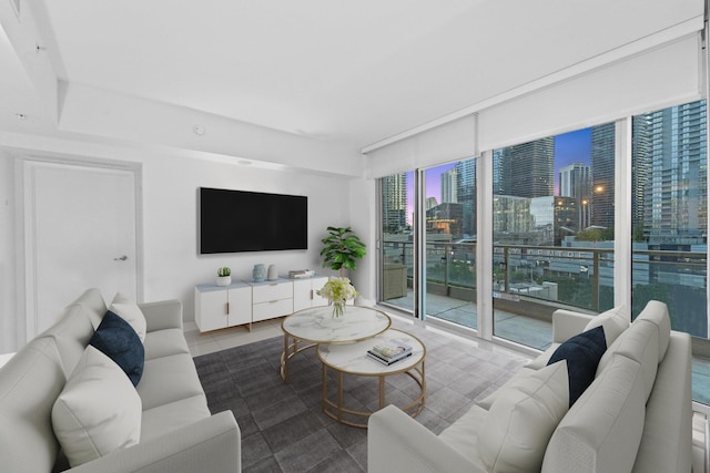 view of tiled living room