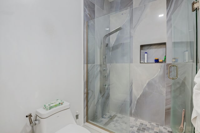 bathroom featuring toilet and walk in shower