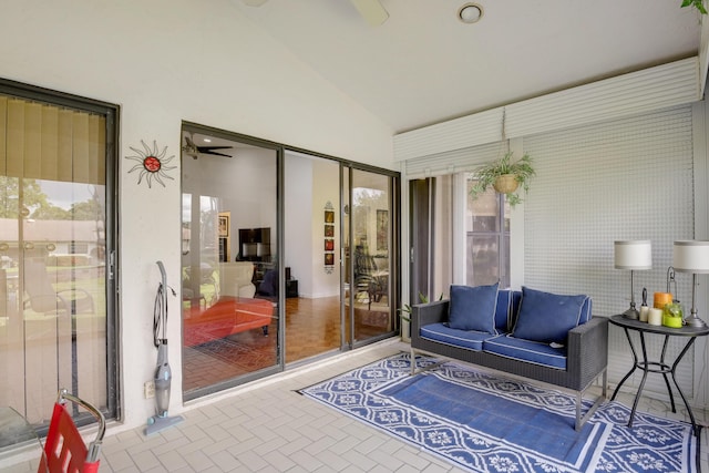 interior space featuring lofted ceiling